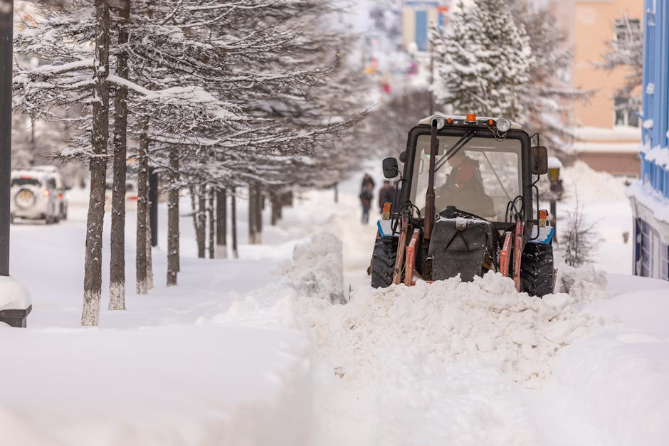 Professional snow plowing winter services